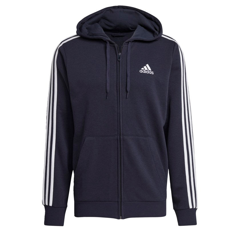 Men's adidas Essentials French Terry 3-Stripes Full-Zip Hoodie