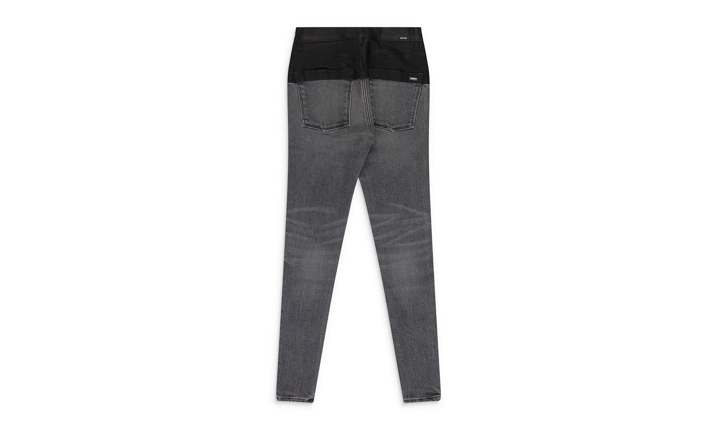 Contrast Leather Skinny Jeans Wmns "Grey" PS22WDS071_BLUE