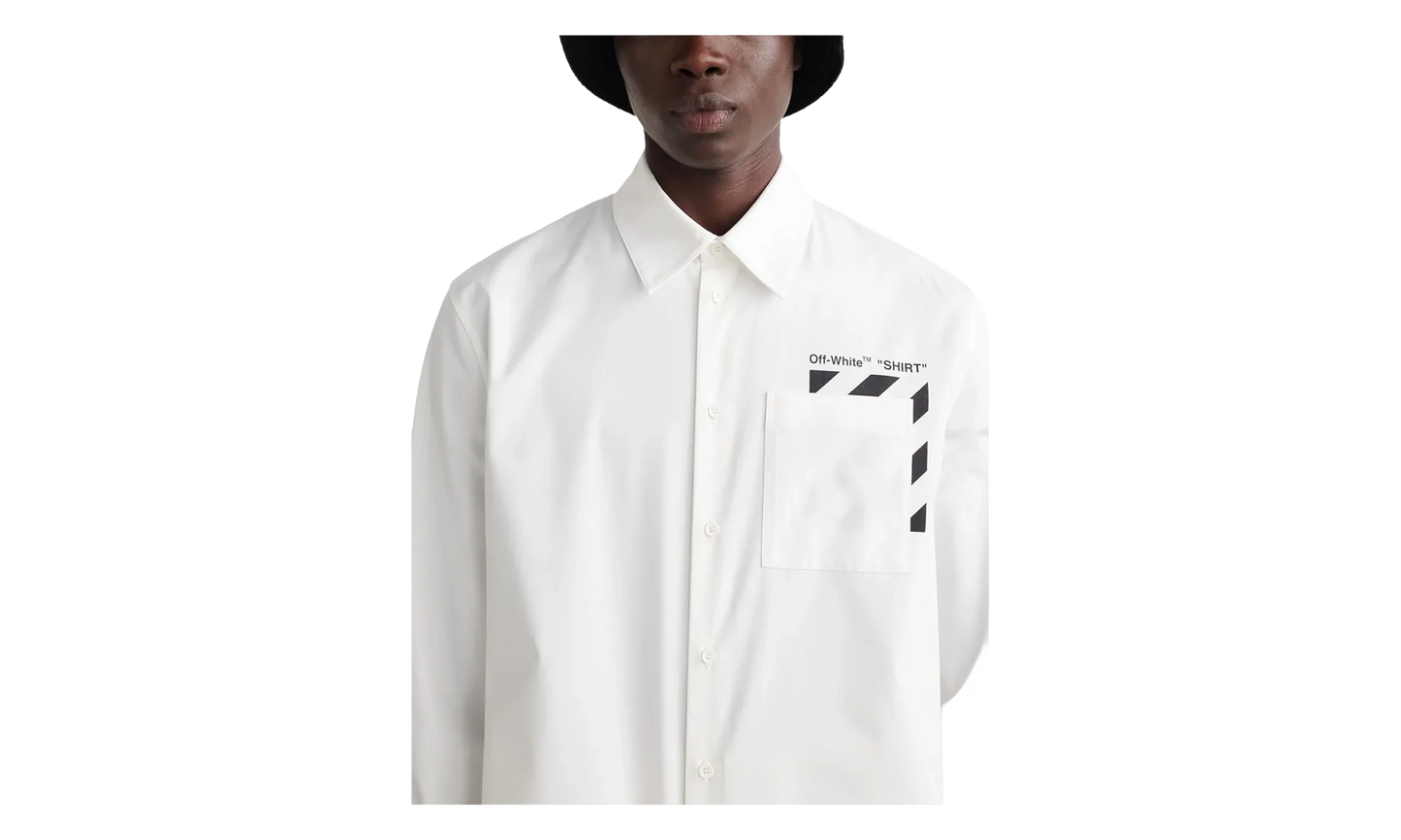 Diagonal Pocket Button Up Shirt "White" OMGA220C99FAB0010110