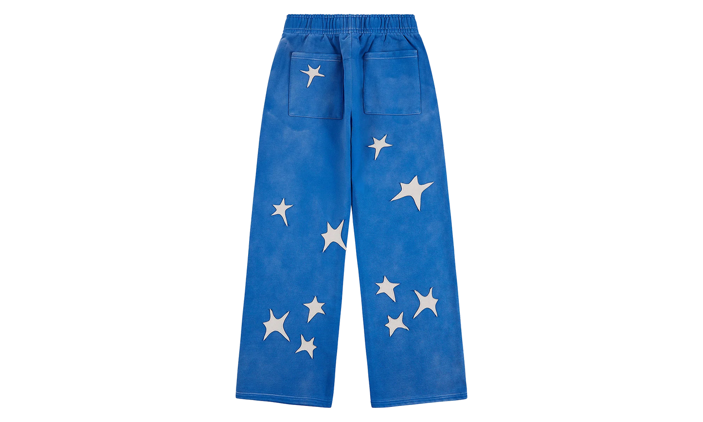 Patchwork Washed Sweatpant "Blue" KS001
