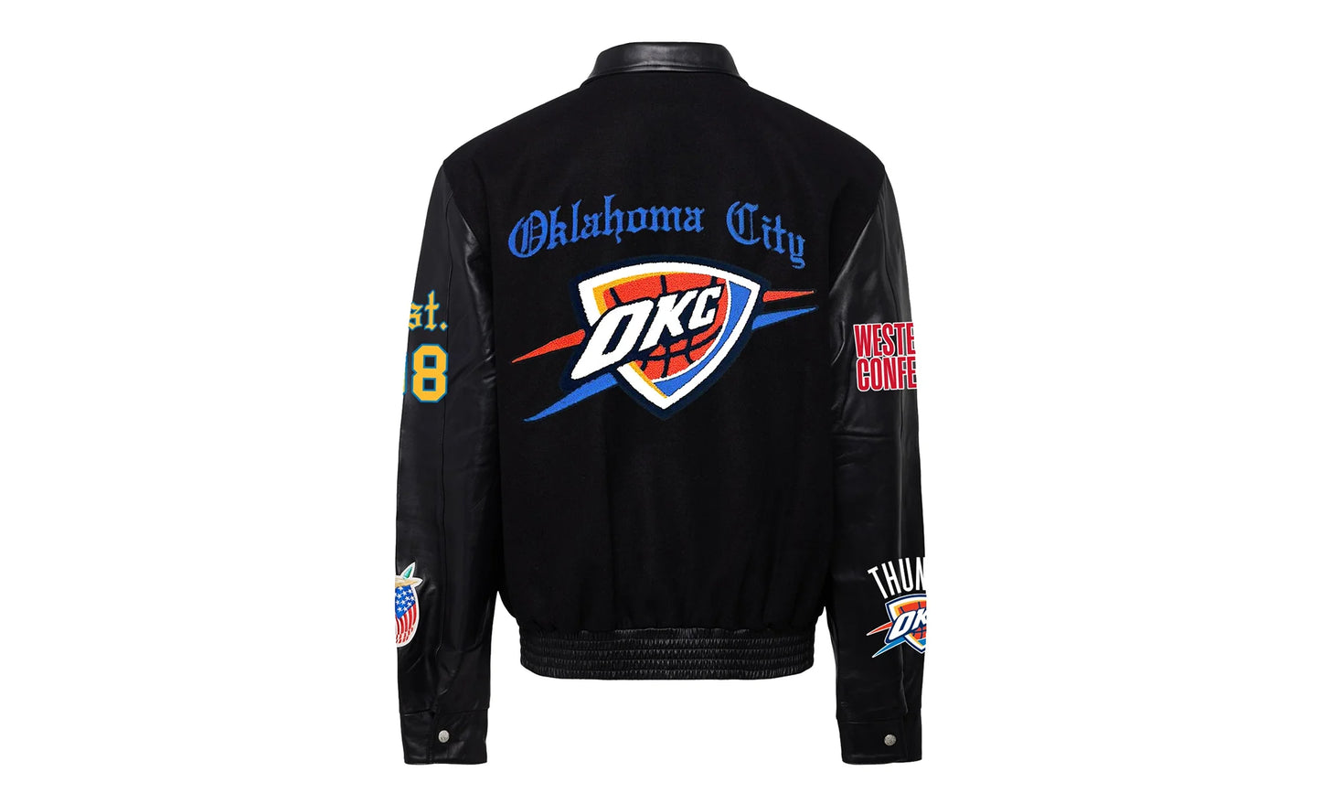 Oklahoma City Thunder Wool & Leather Old English Varsity Jacket "Black" NBA OKL THU 101