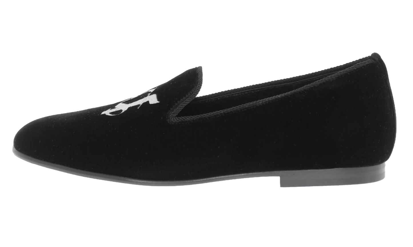 Embroidered Velvet Loafers "Black" PMIG003F23FAB0011000