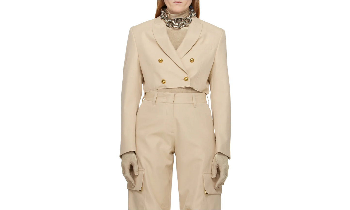 Double Breasted Cropped Blazer "Cream" PWEN032S24FAB001