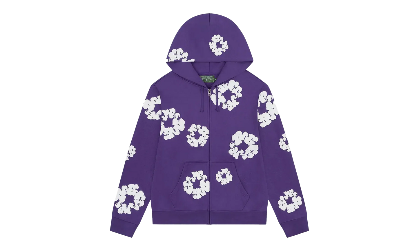 Cotton Wreath Zip Hoodie "Purple" DT424