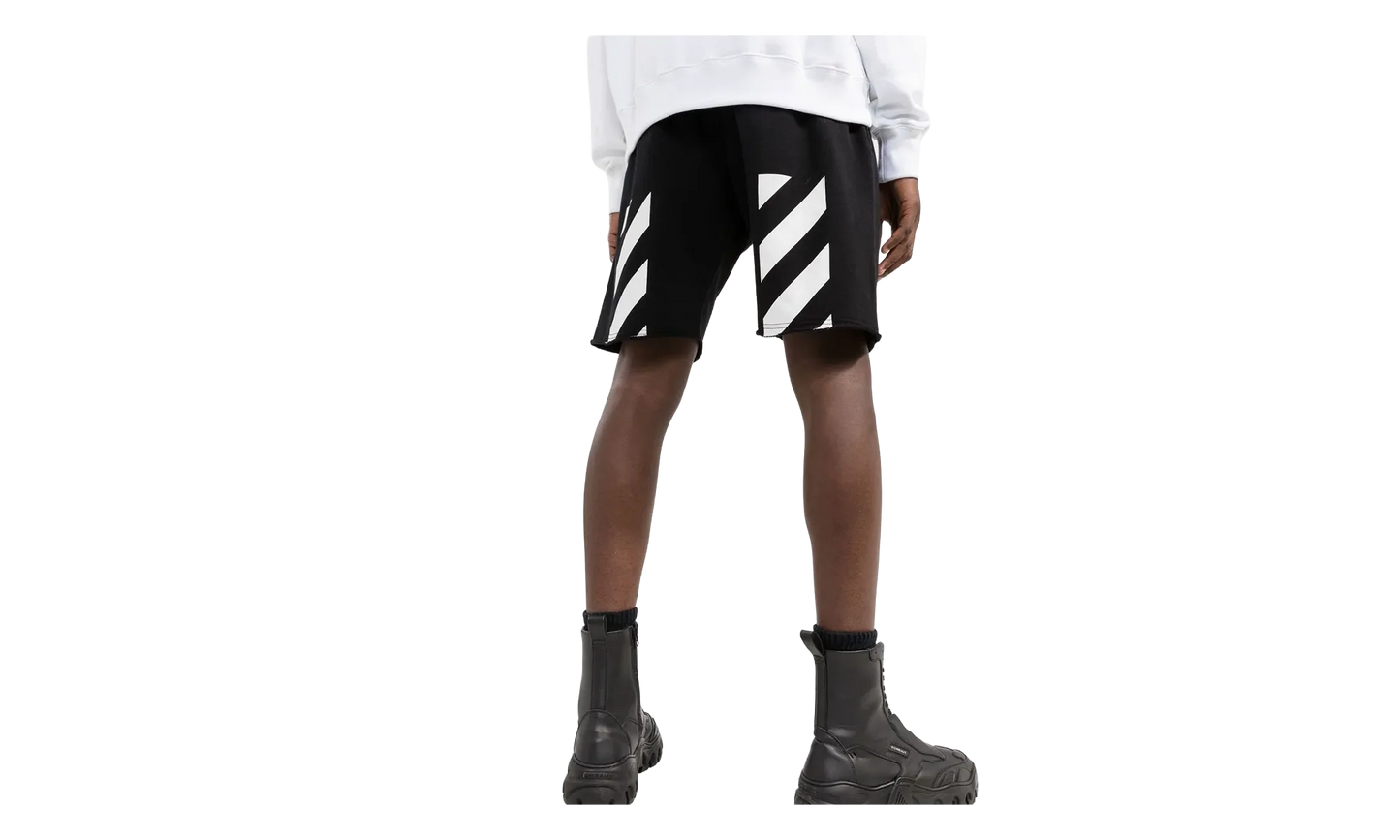 Diagonal Helvetica Sweatshorts "Black / White" OMCI006C99FLE0011001