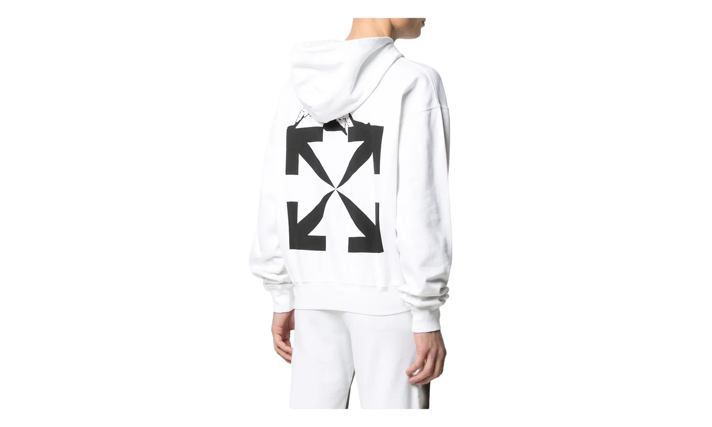 Oversized Fit World Catepillar Print Hoodie "White / Black" OMBB037R21FLE0090110