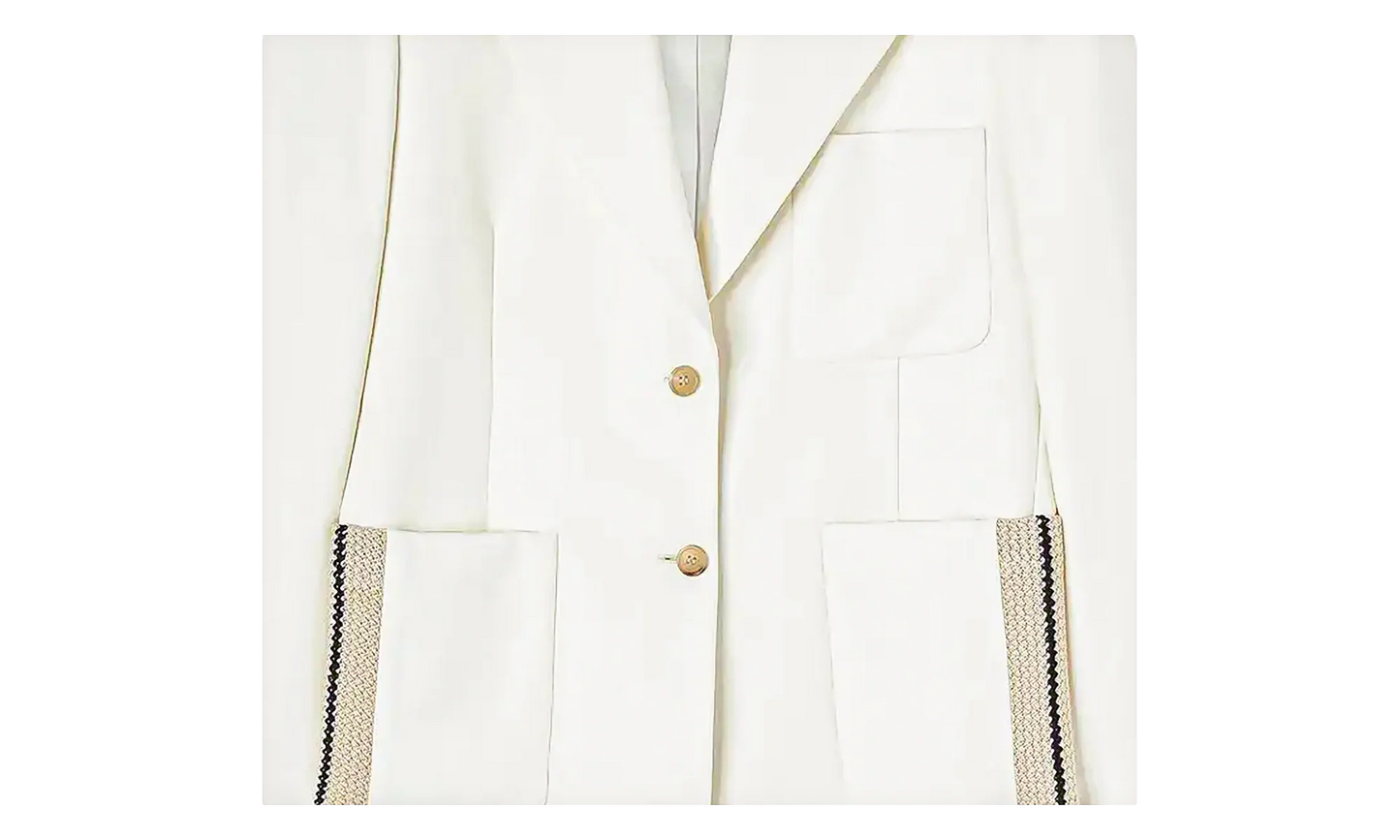 Single Breasted Tailored Blazer "White" PWEN028S23FAB0020403