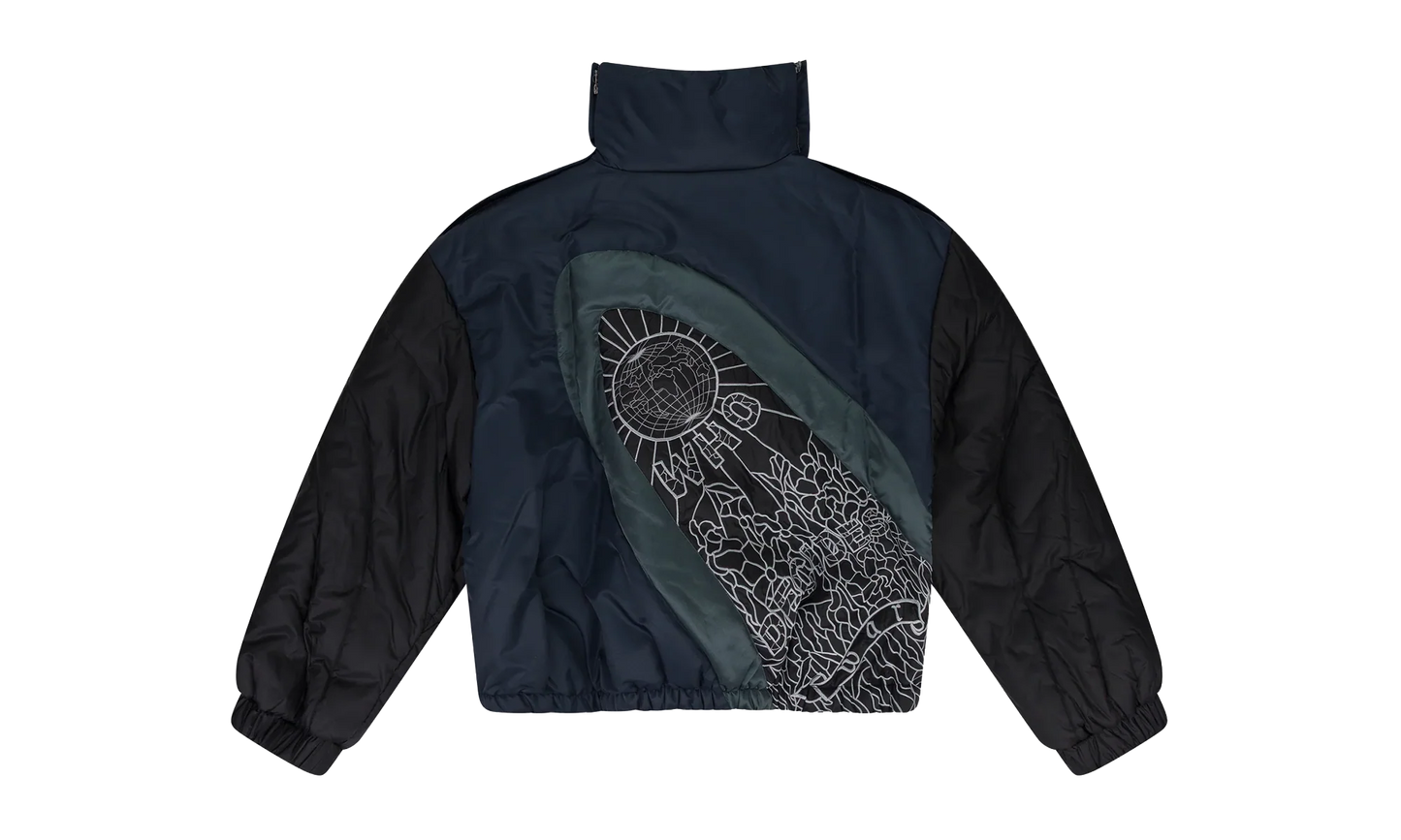 Diagonal Glass Puffer Jacket "Indigo" 11300910010AW23