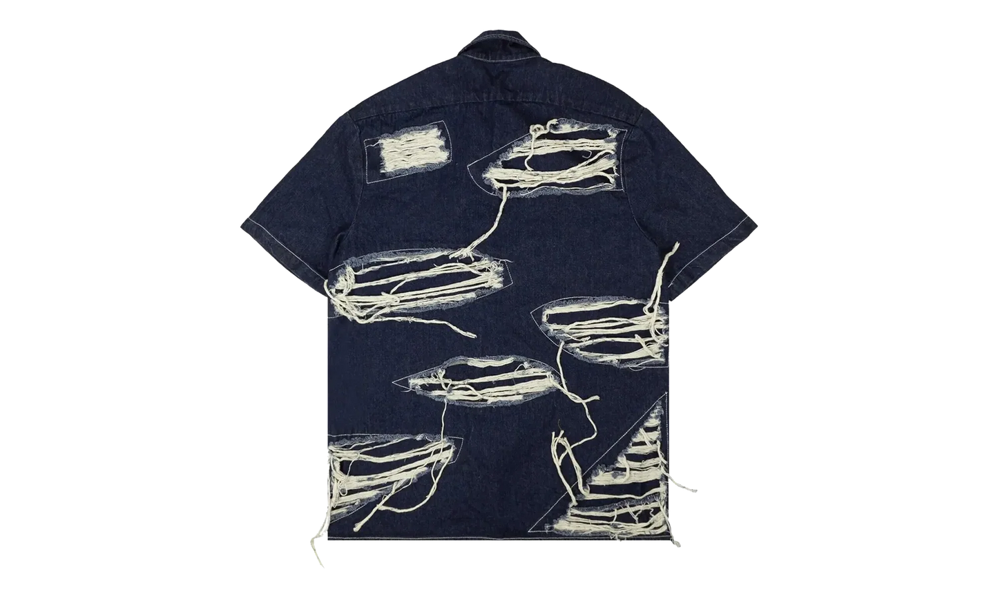 Distressed Denim Short Sleeve Shirt "Blue" 2637 100000104DWS BLUE