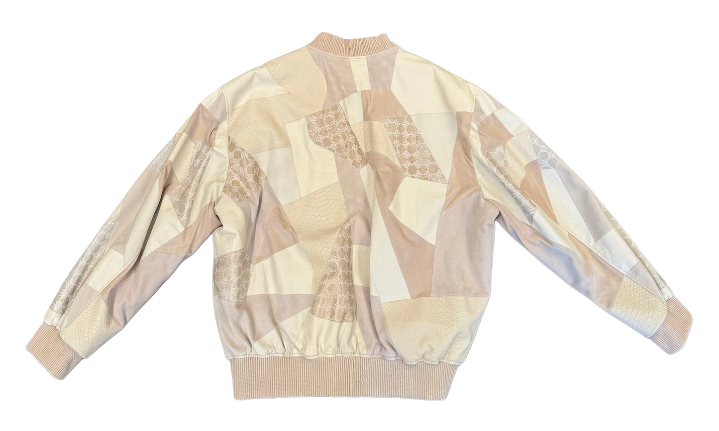 Leather Patch Oversize Bomber Jacket "Alabaster" AMOUJA1073 271