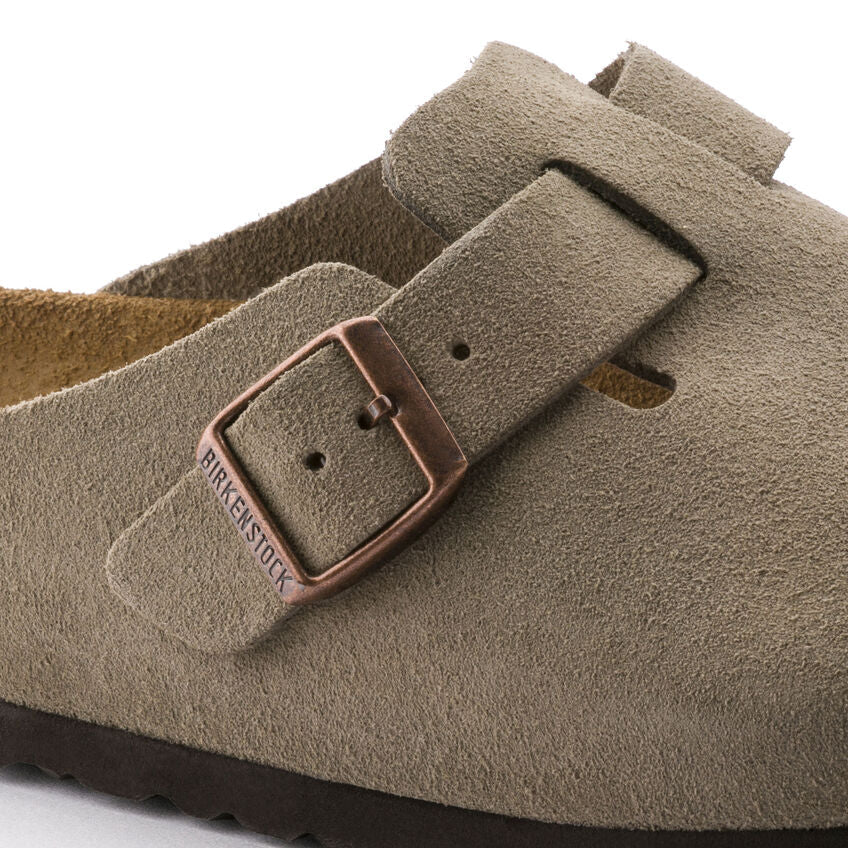 Boston Soft Footbed Suede Leather in Taupe