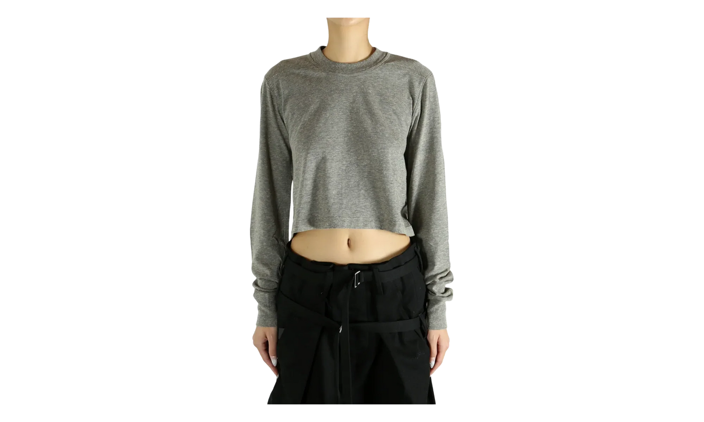 Long-Sleeve Cropped Small Level T-Shirt WMNS "Melange Grey" DS02E7200 JGM 178