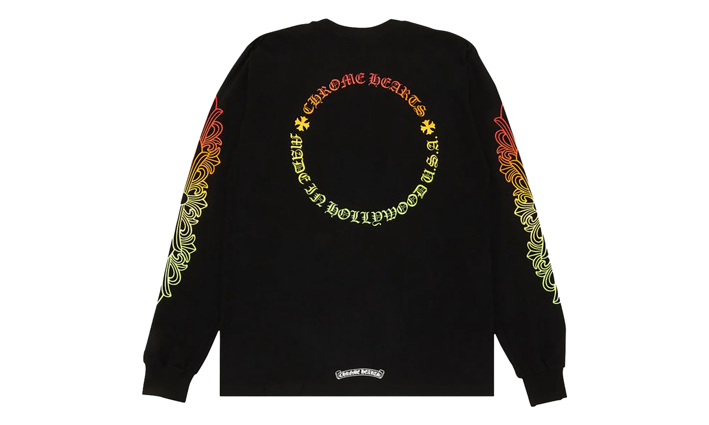 Floral Sleeve Gradient Long-sleeve T-shirt "Black" CHRM0821