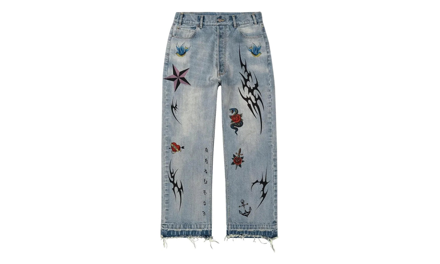 Tattoo Denim Pants "Blue" BS91