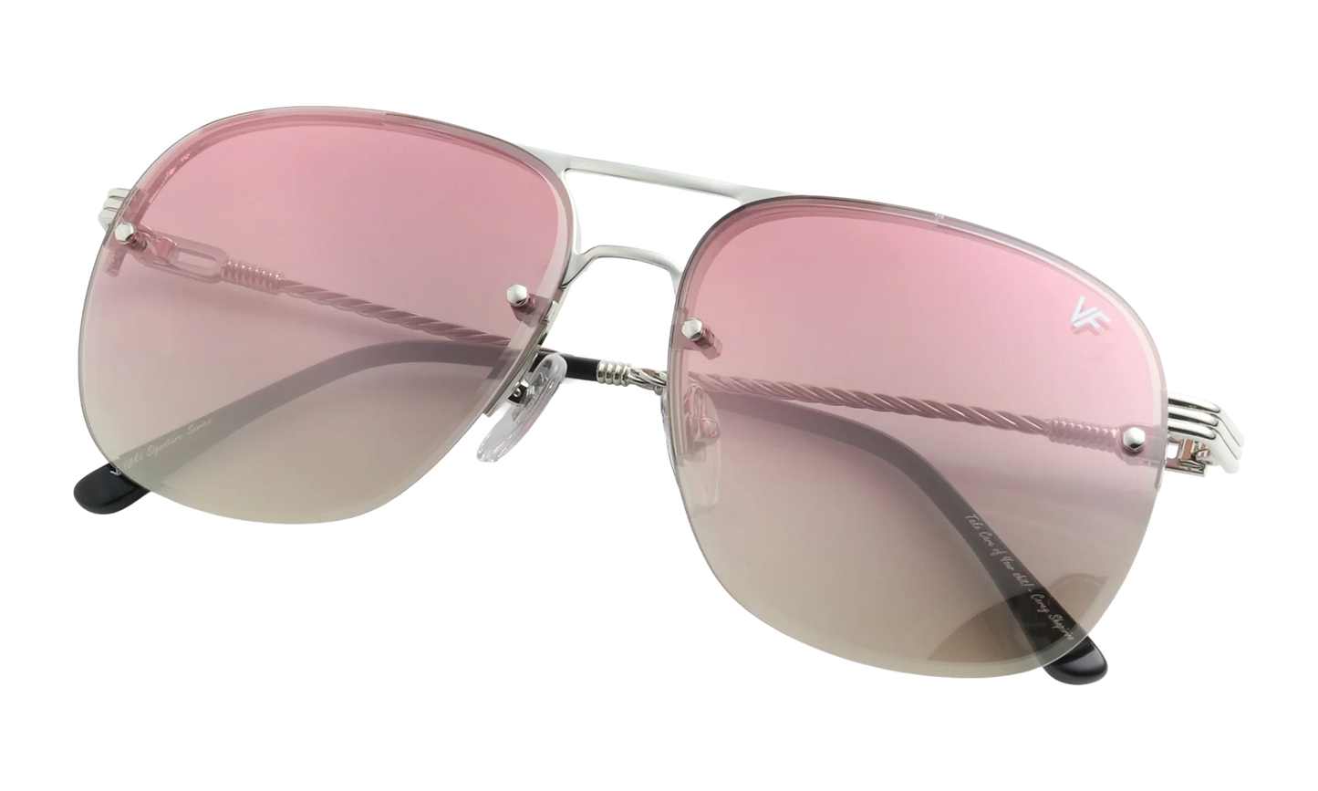 Snatch Bevel Rimless Drill Mount 18KT "White Gold / Pastel Red Flash Silver" DMSN2 0008 48D2