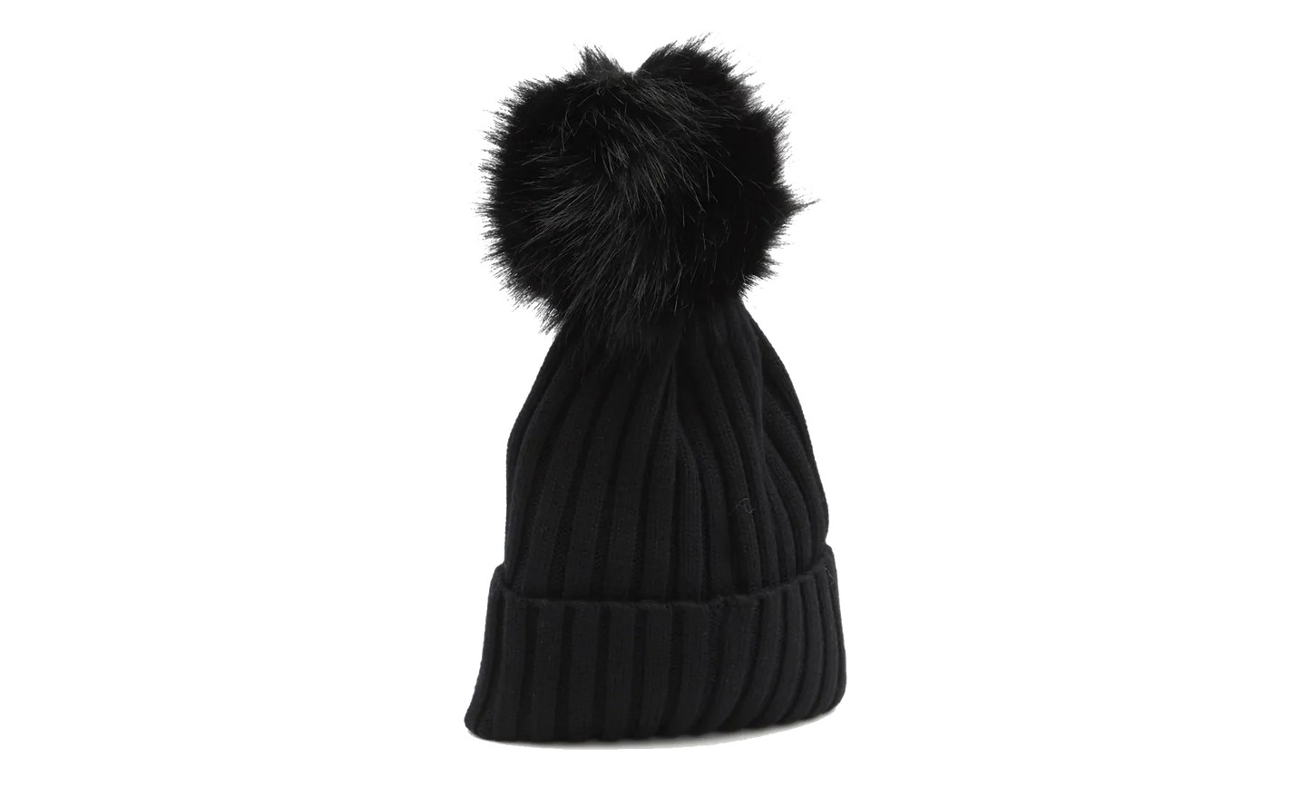 Large Fur Pom-Pom Hat "Balck" MON61