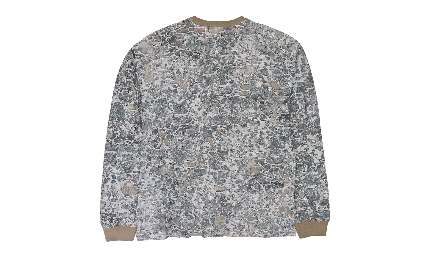 CAMO BURN OUT PRINT LONG SLEEVE T-SHIRT "Beige" A146010HNAS9DBA