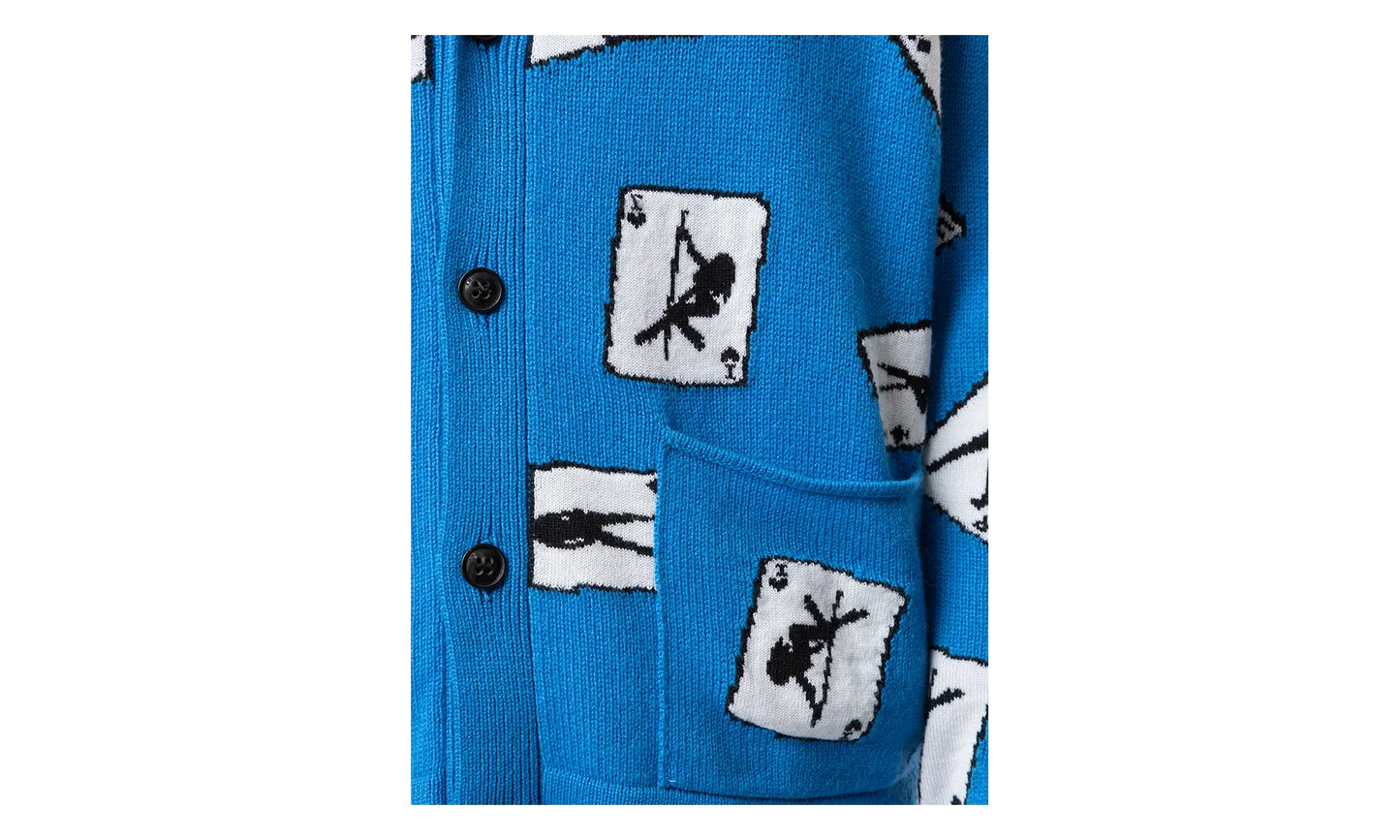 Cards Intarsia Cardigan Sweater "Blue" S0M05108WC BLU