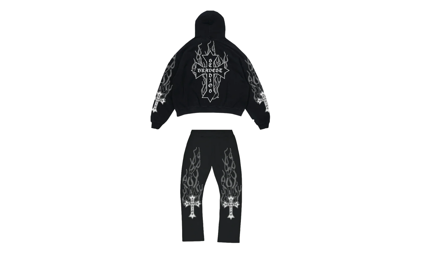 Flames Sweatsuit "Grey" BS111