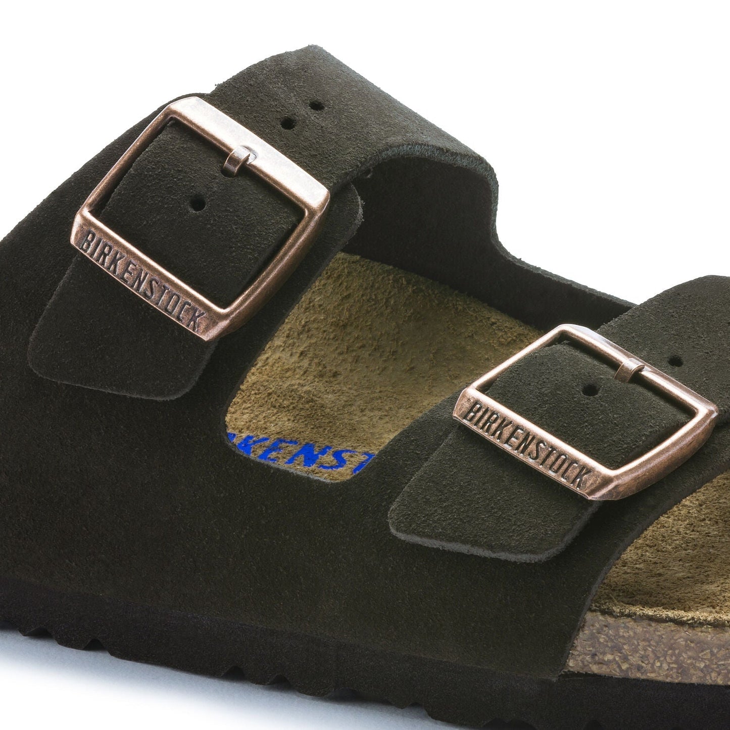 Arizona Suede Leather Soft Footbed Sandal in Mocha