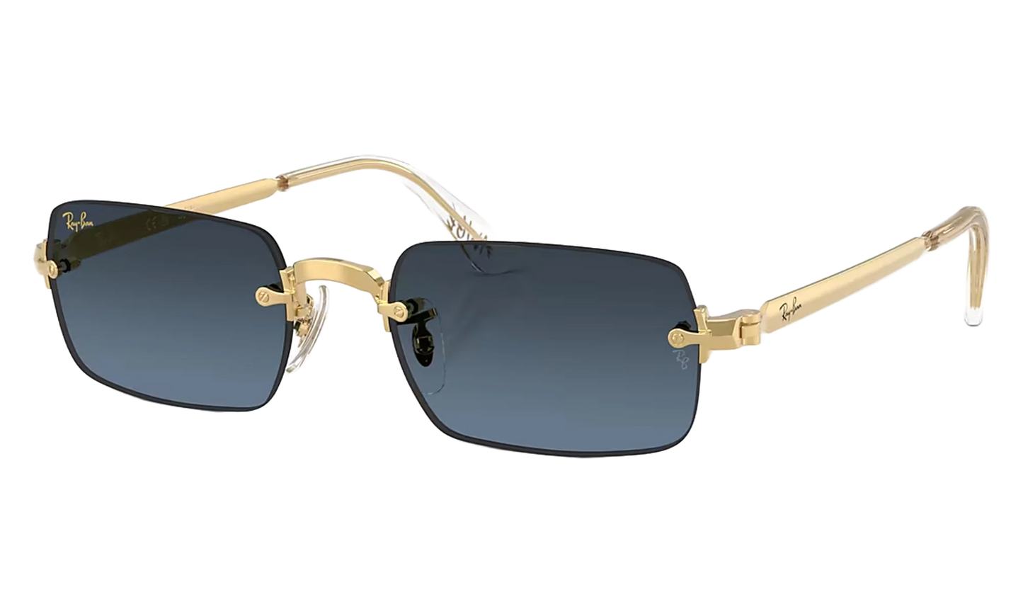 A$AP Rocky x Ray-Ban Rimless Square Glasses "Polished Arista Gold - Blue Gradient Dark Grey" 0RB3928 001/S2