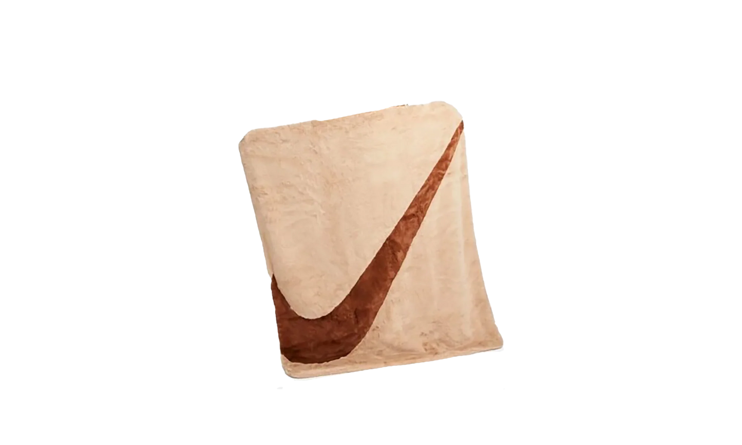 Swoosh Faux Fur Throw Blanket "Beige / Brown" DO3793 200