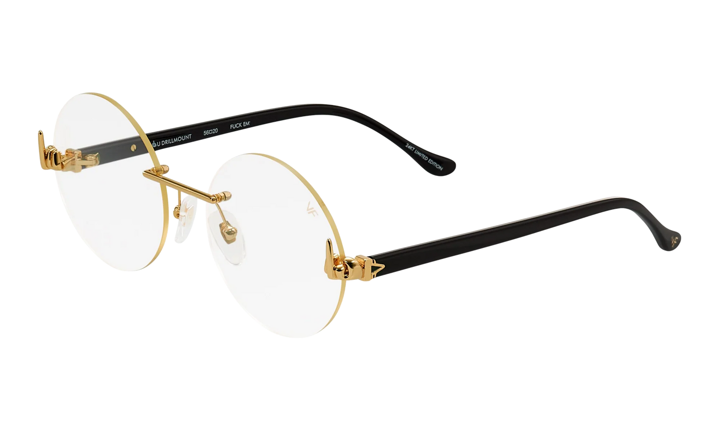 508 Rimless Drill Mount F.U. Edition 24KT "Yellow Gold / Black / Clear" DMMF2 0001 20T3