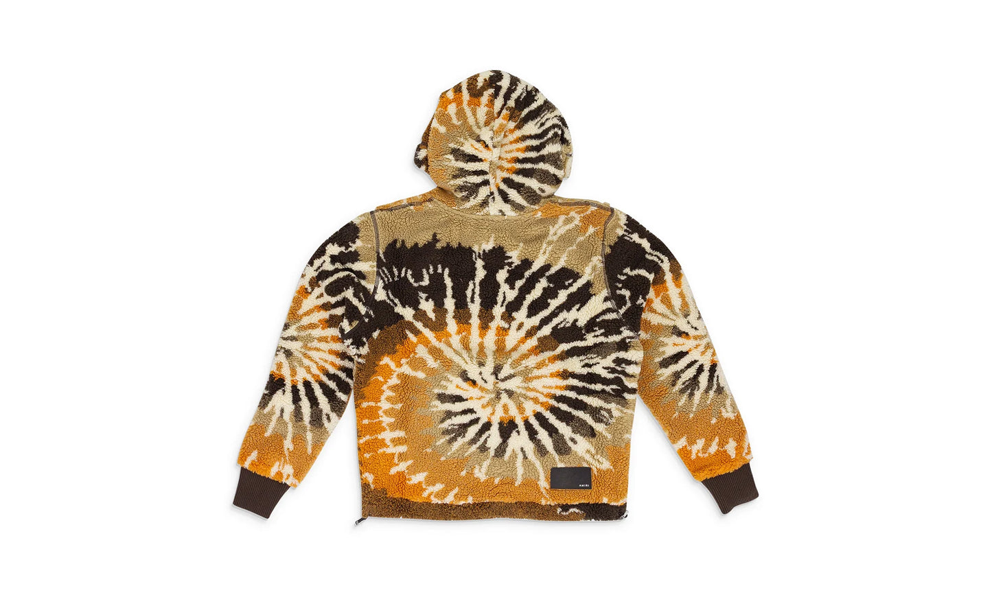 Tie Dye Polar Fleece Hoodie "Orange / Black" PS22MKF015 Orange Black
