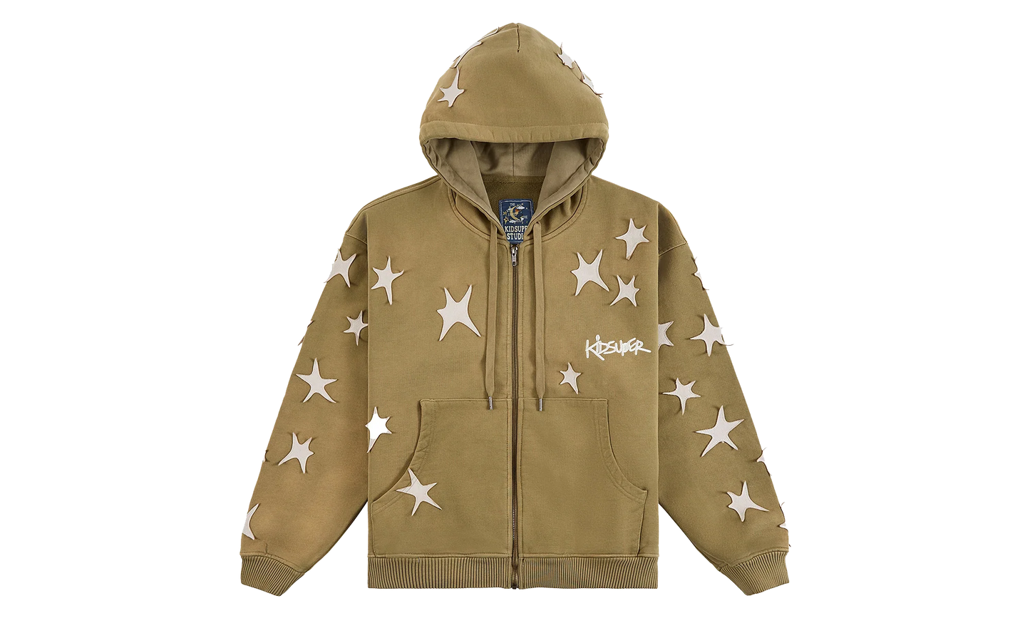 Patchwork Washed Hoodie "Green" KS004