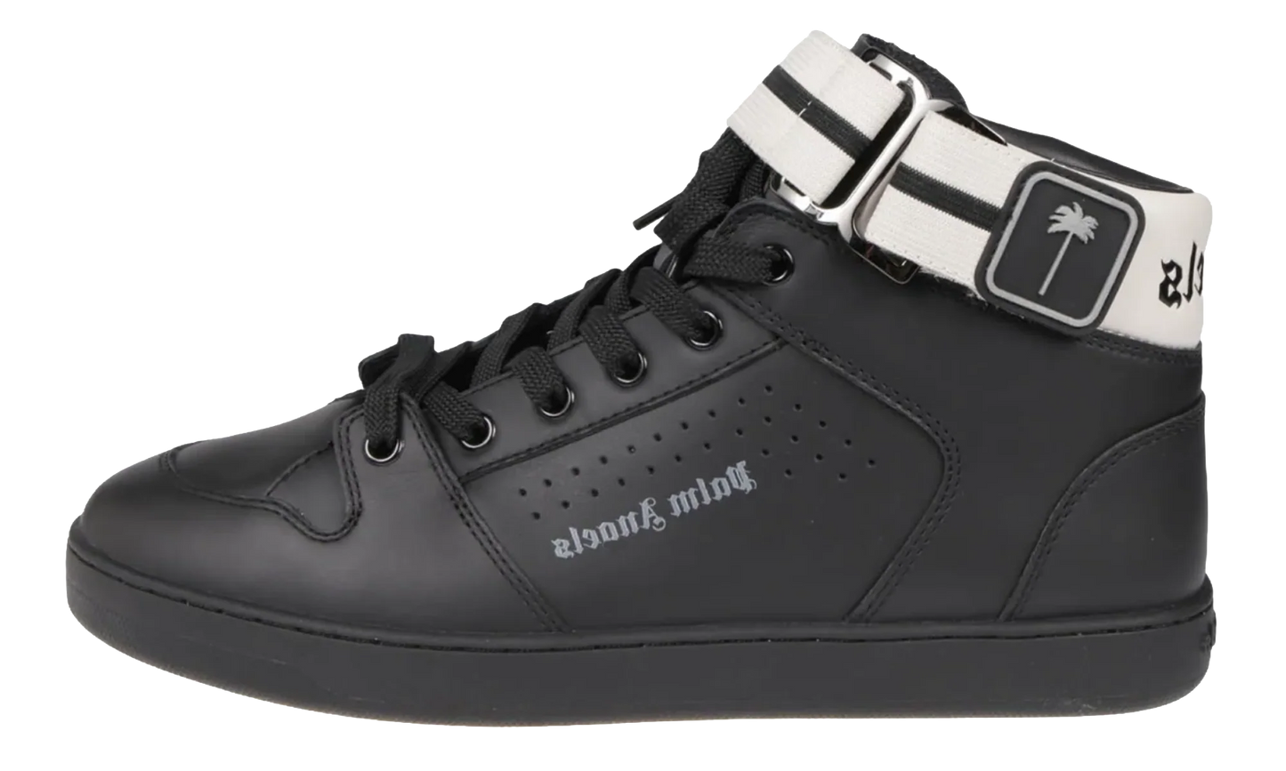 Hightop Strapped Sneakers "Black" PMIA077F22LEA0011010