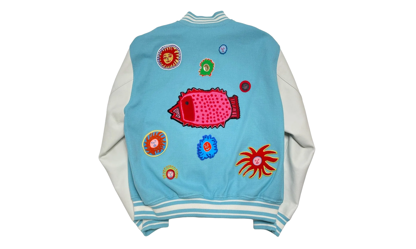 Embroidered Faces Varsity Jacket "YK - Blue" 1AB8H8