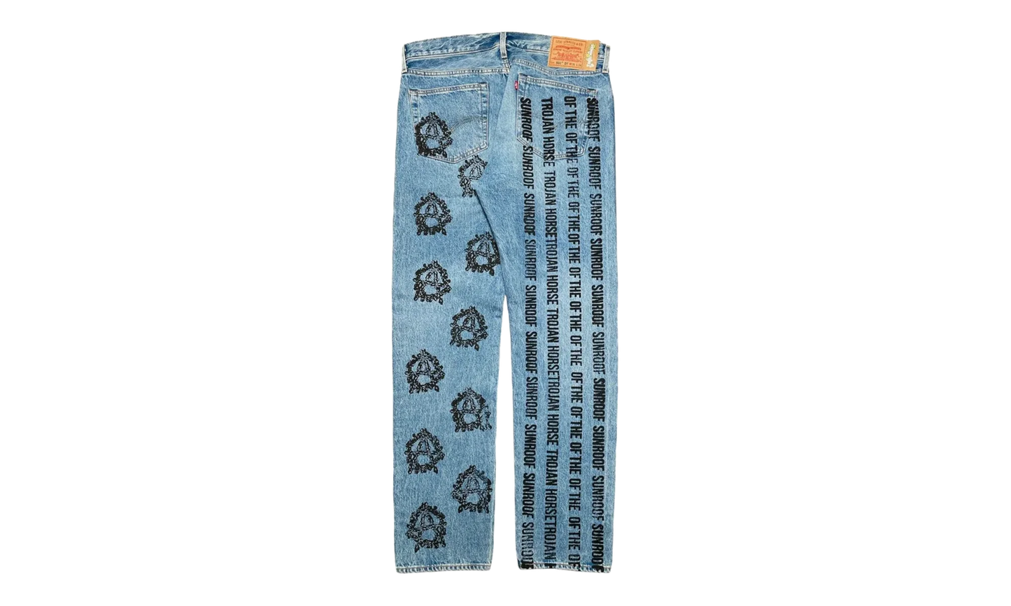 Levi's 501 Virgil Abloh Logo Jeans "Sunroof Of The Horse - Indigo / Black" DT301