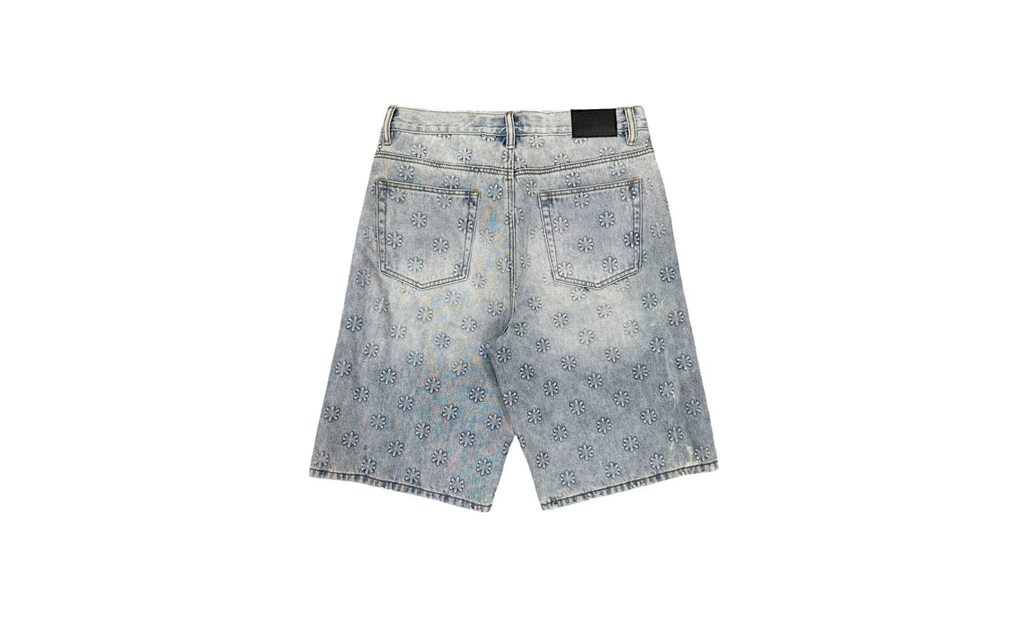 Embossed Jean Shorts "Blue" 10049734