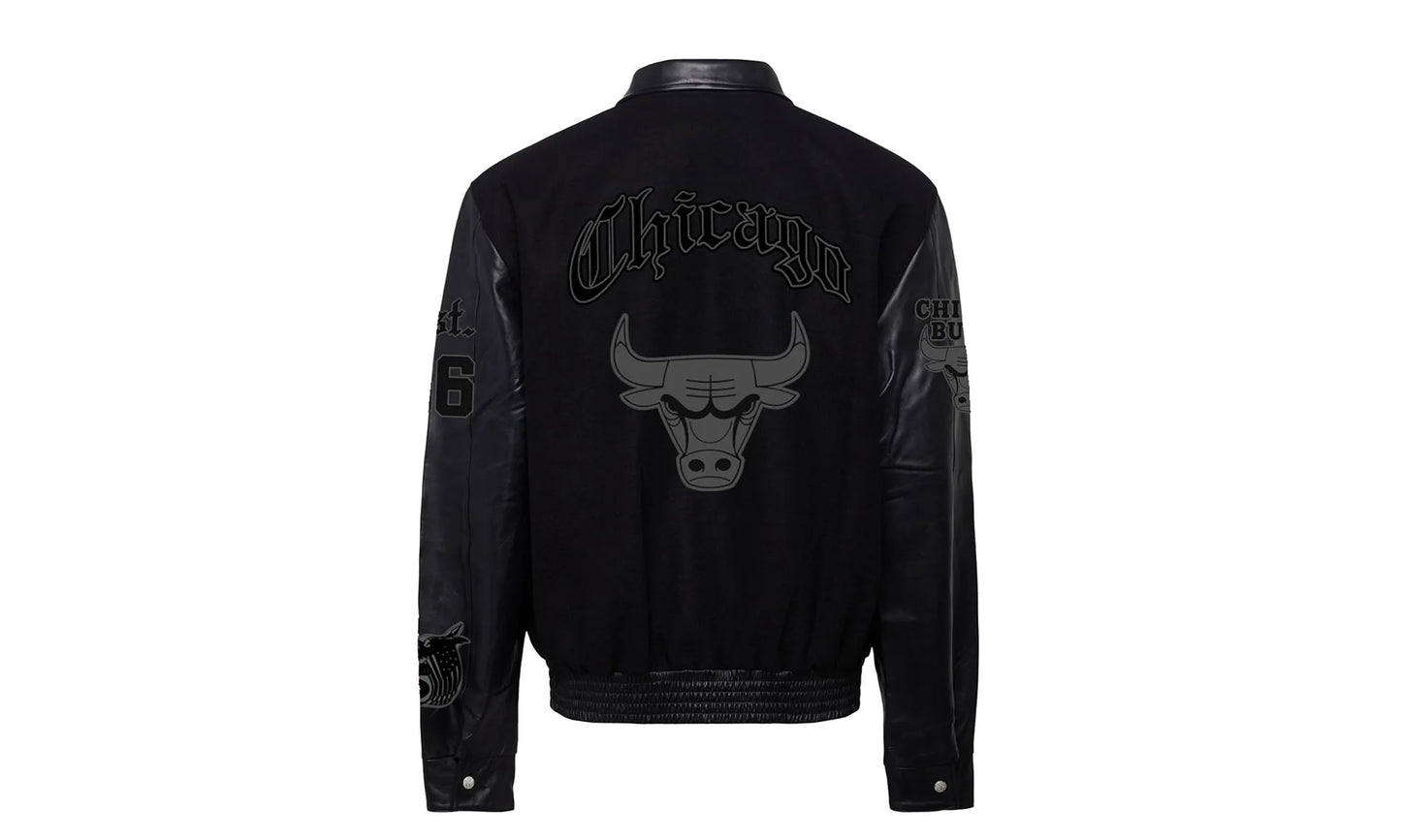 Chicago Bulls Wool & Leather Old English Varsity Jacket "Black" NBA CHI BUL 101