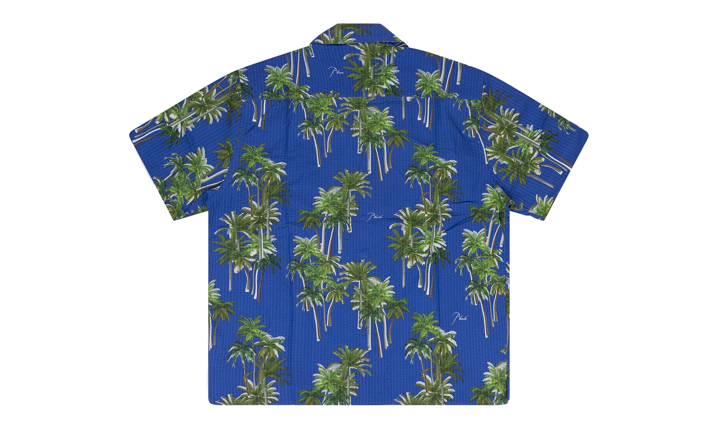 Searsucker Hawaiian Button-down Shirt "Blue" RHD-MTPS-0094