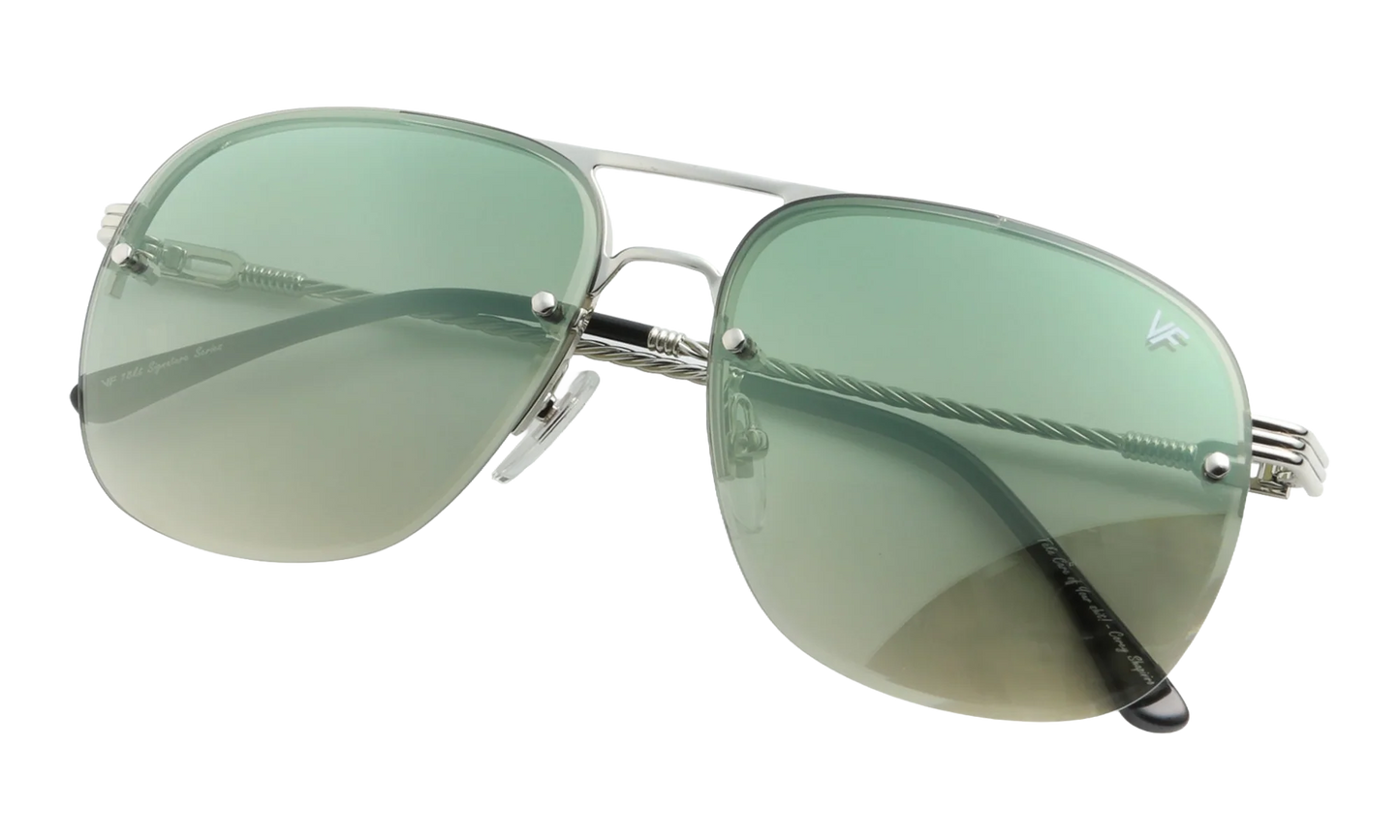 Snatch Bevel Rimless Drill Mount 18KT "White Gold / Pastel Green Gradient Flash Silver" DMSN2 0007 48D3