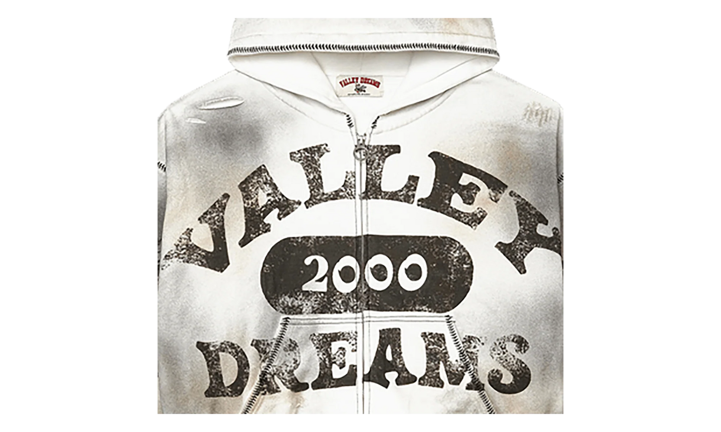 Spiral Zip Up Hoodie "Dark White" 11451 10004VFSZUH DARK