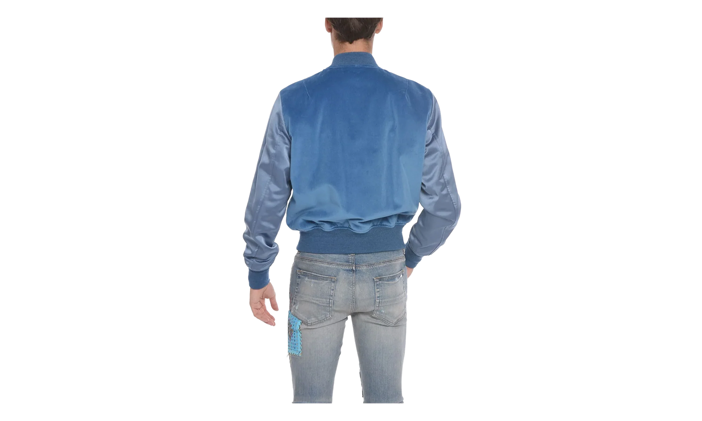 Velvet Satin Bomber Jacket "Blue" MOS017 420