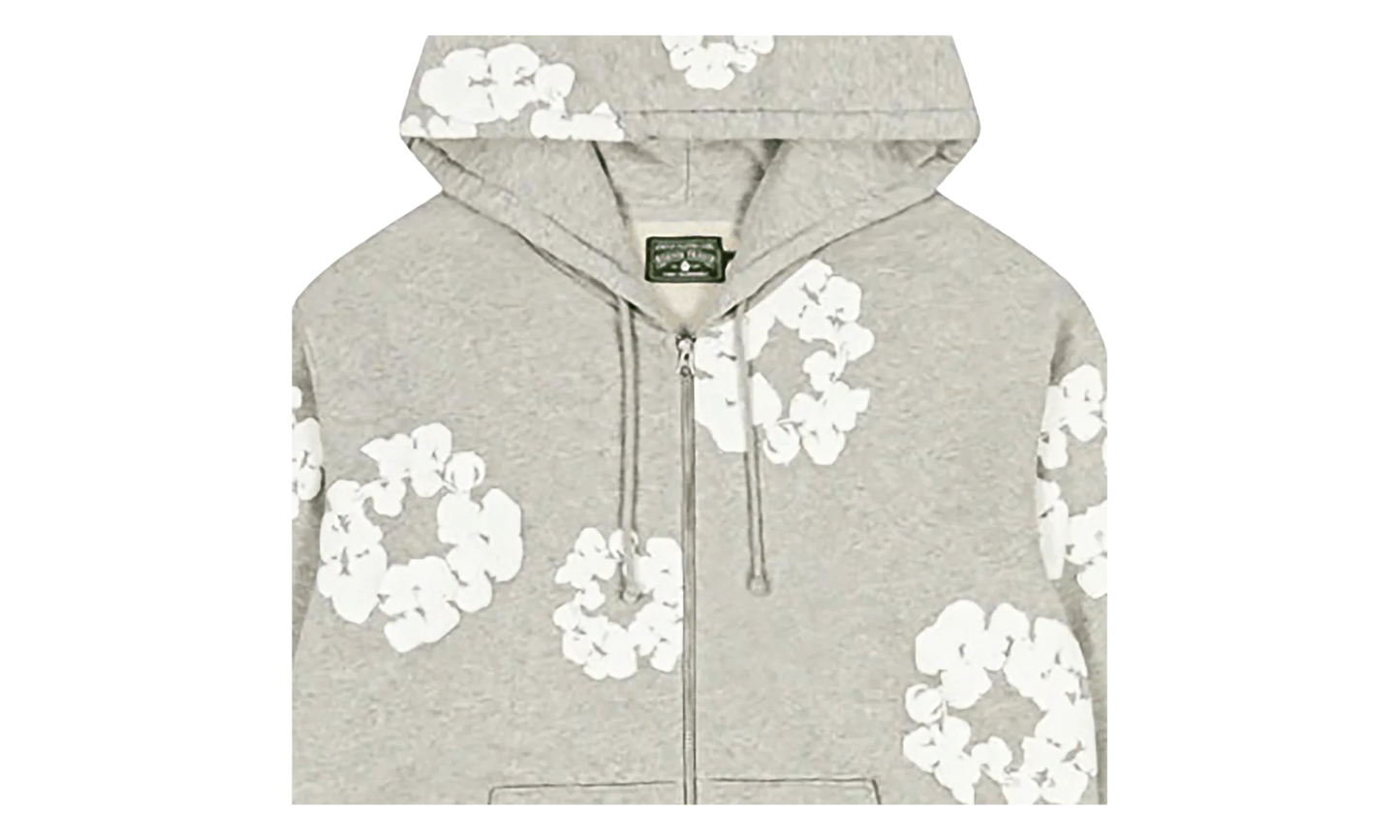 Cotton Wreath Zip Up Hooded Sweatshirt "Grey" DT373