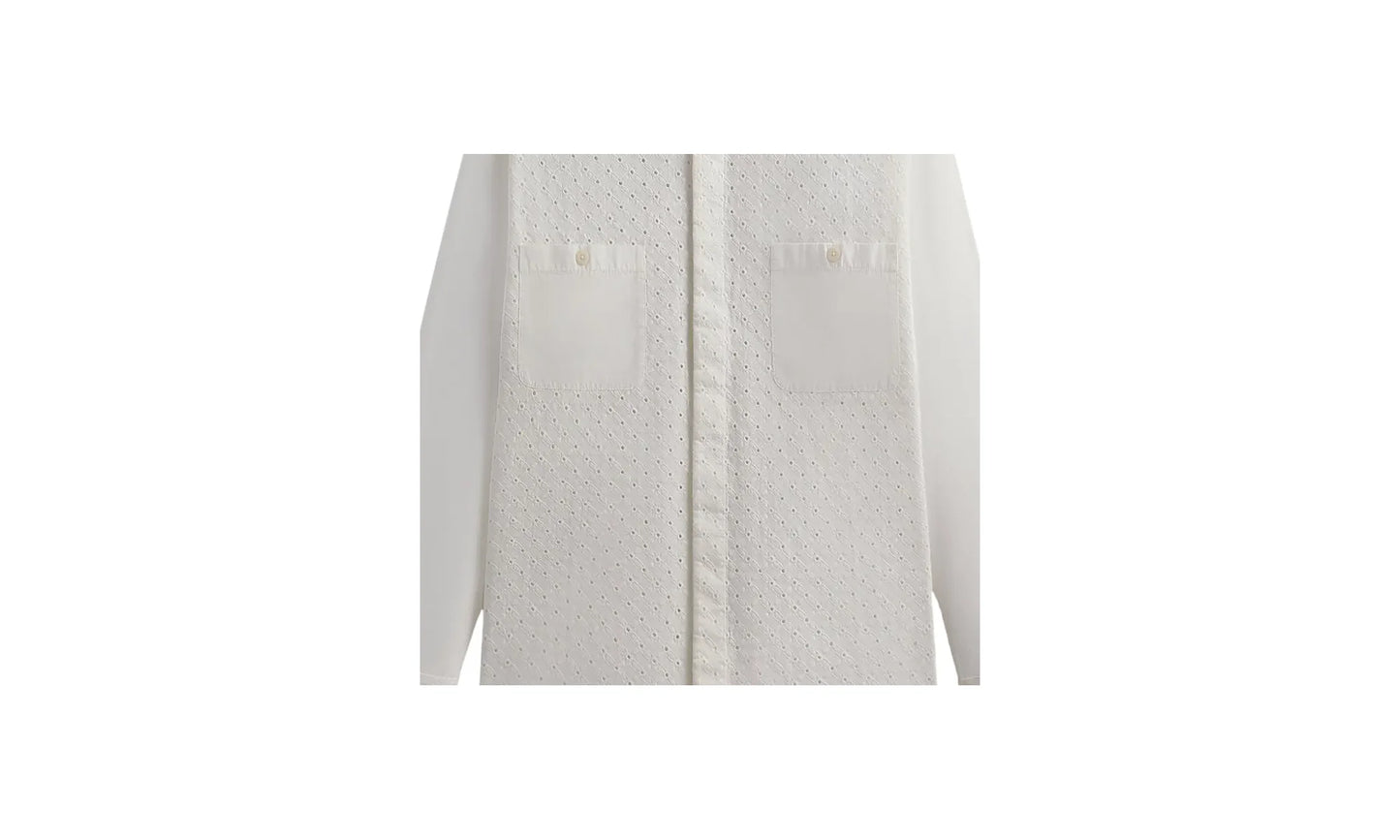 Lattice Floral Long-Sleeve Apollo Shirt "Silk" KHM032068 116