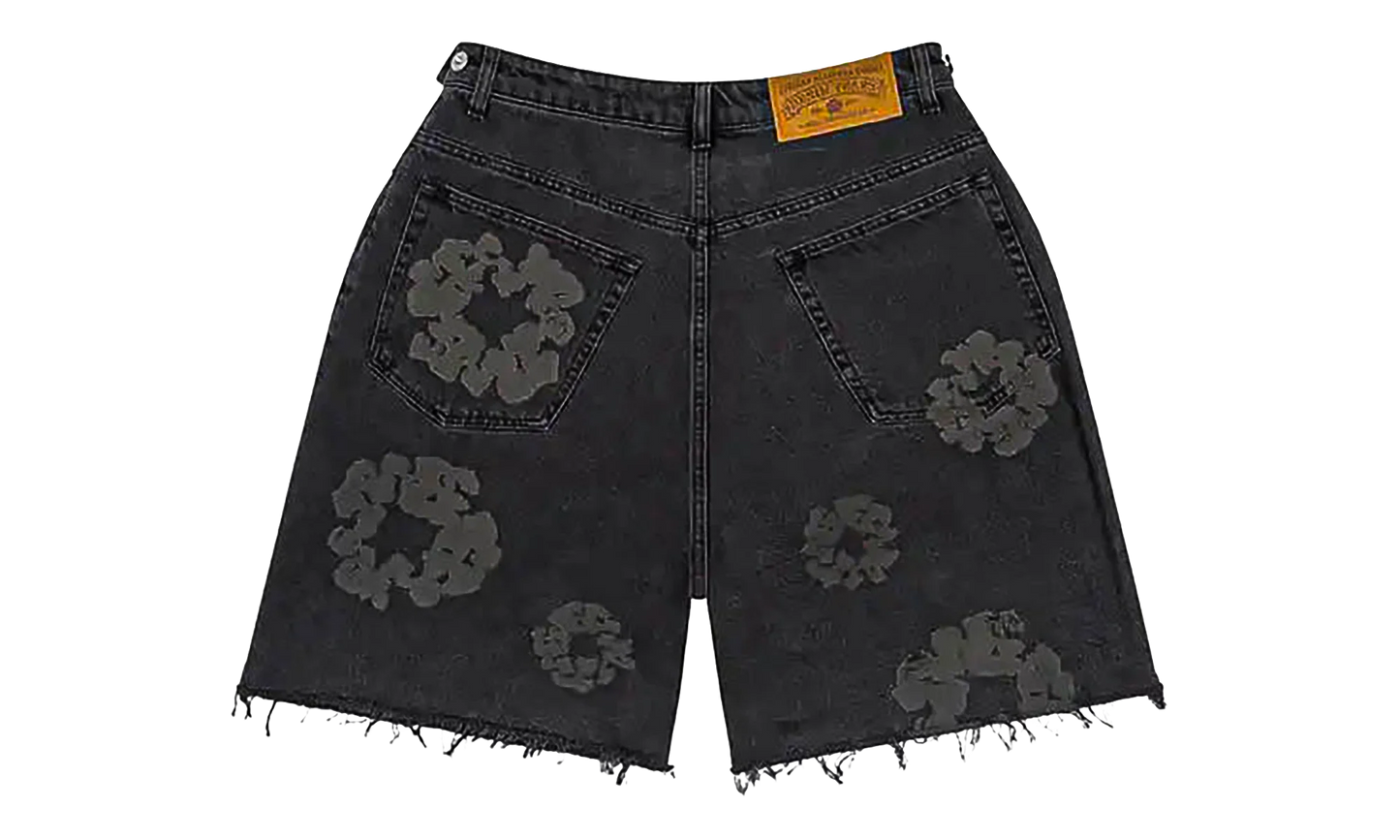 Mono Cotton Wreath Denim Shorts "Black" DT389