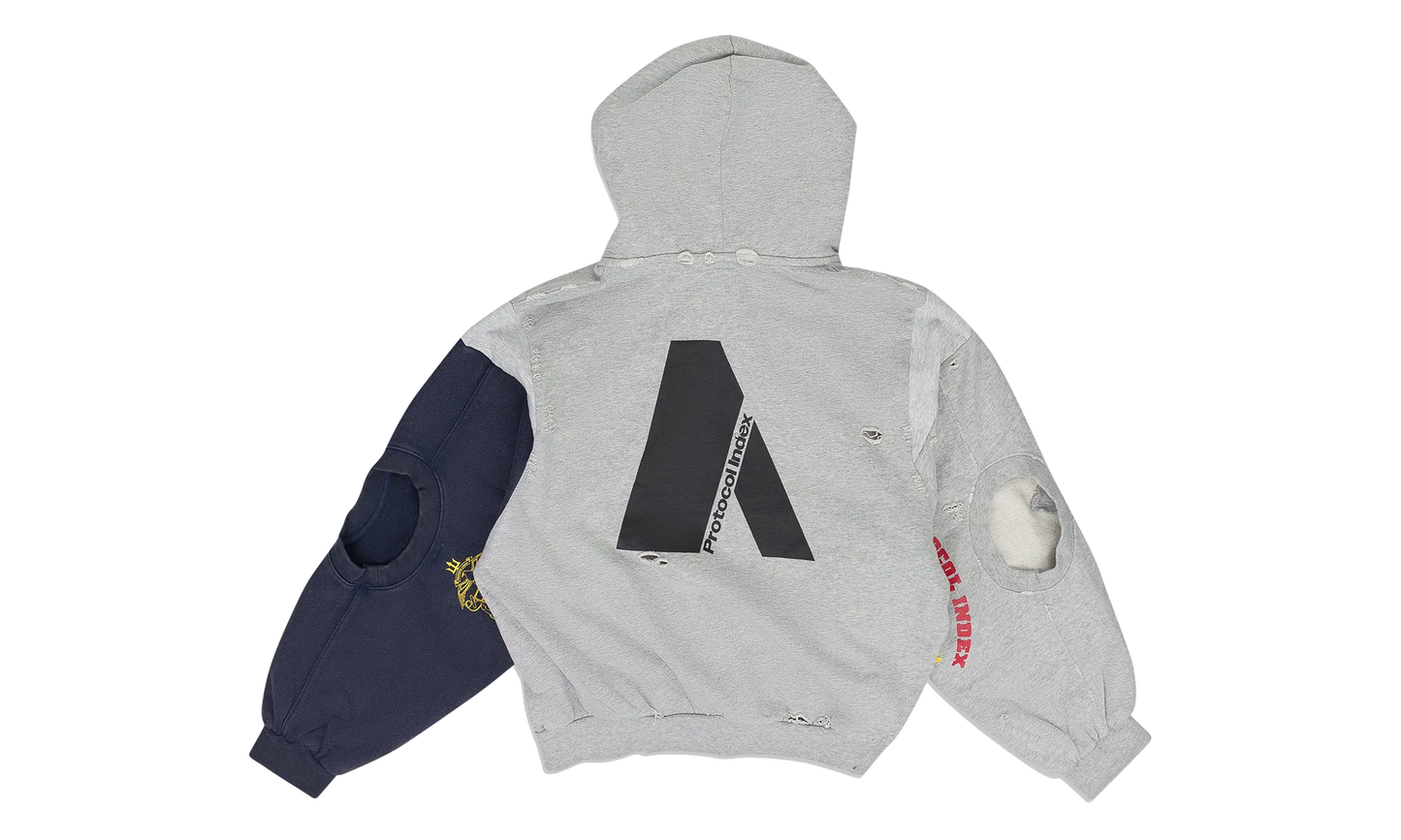 Reconstructed Zip Hoodie "Grey Melange" PI00007