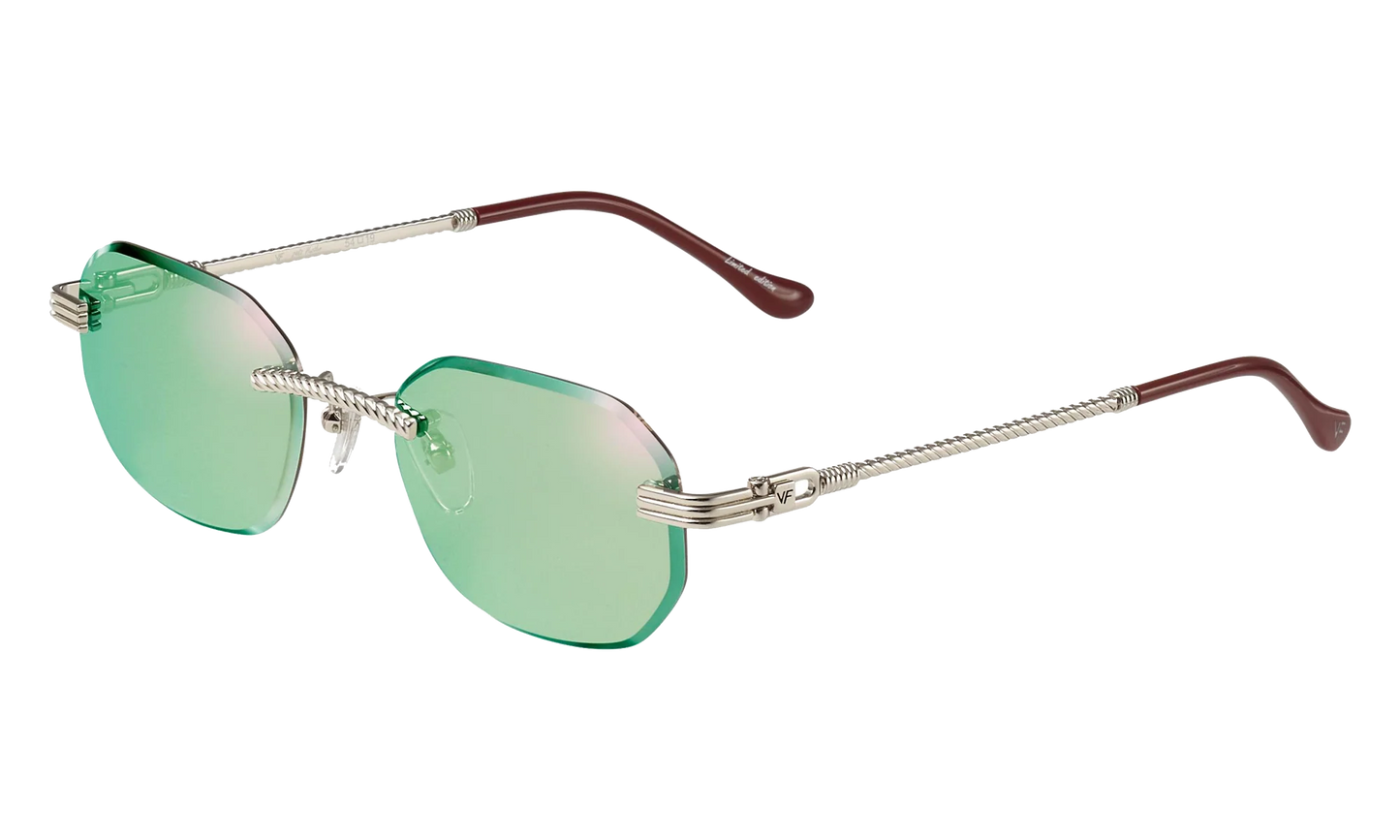 Hustler Rimless Drill Mount 24KT "White Gold / Powder Green Flash Purple" DMHU2 0050 44D2