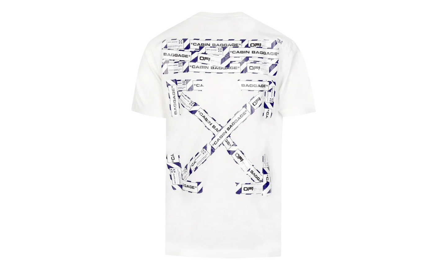 Slim Fit Airport Tape Print T-Shirt "White" OMAA027S201850030188