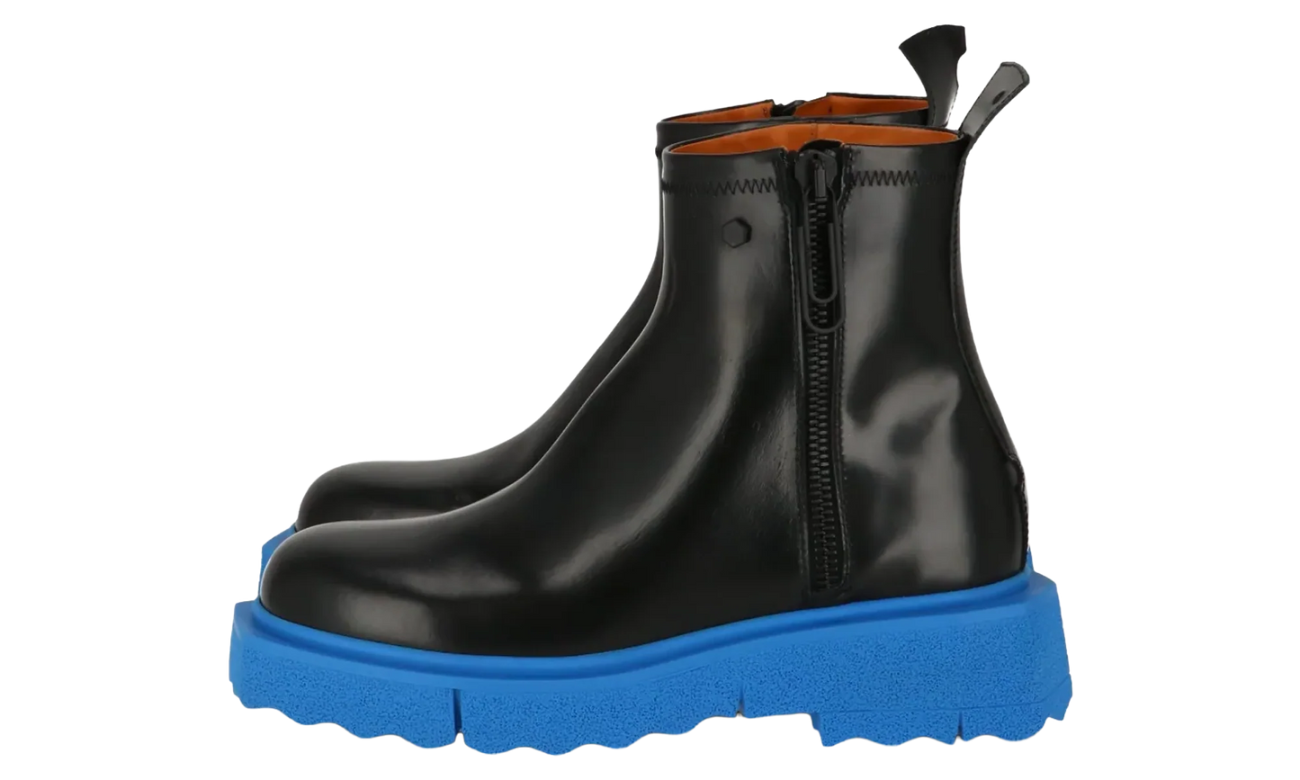 Leather Sponge Zip Boot "Black Blue" OMID004F22LEA0011045