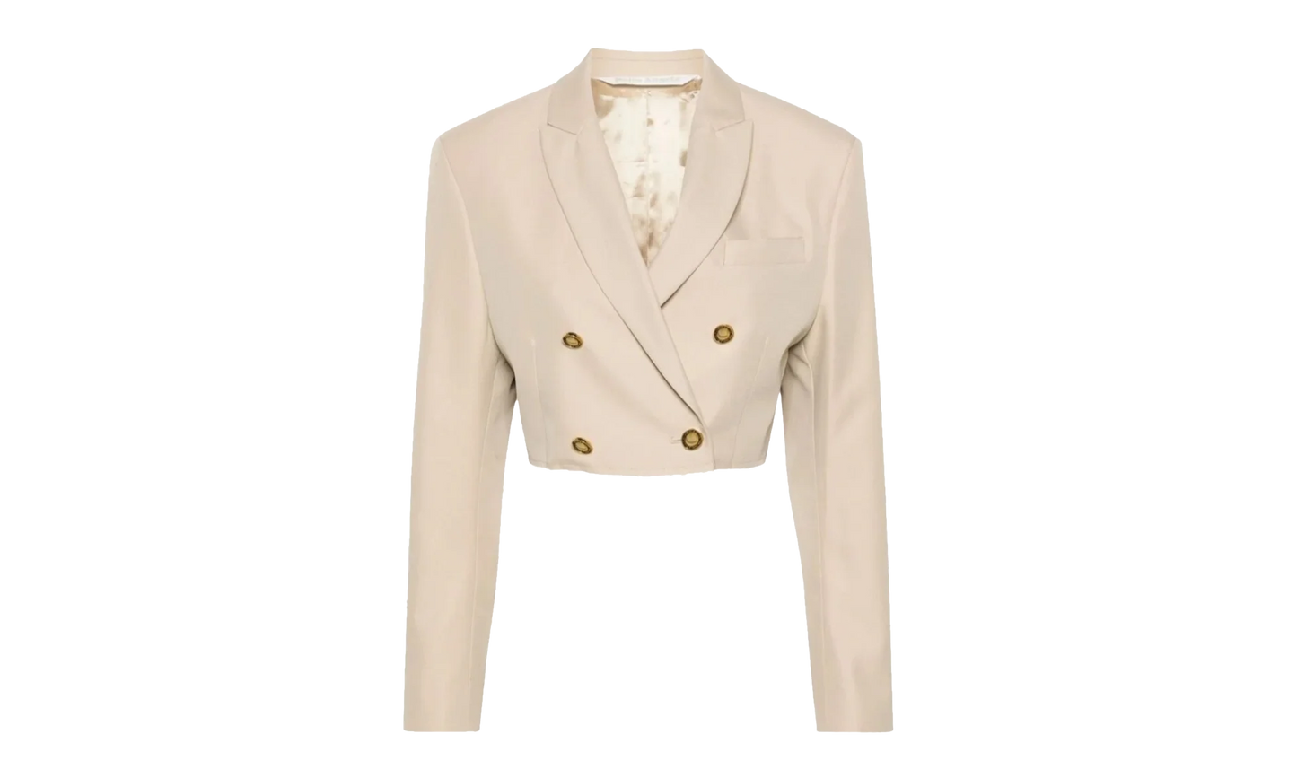 Double Breasted Cropped Blazer "Cream" PWEN032S24FAB001
