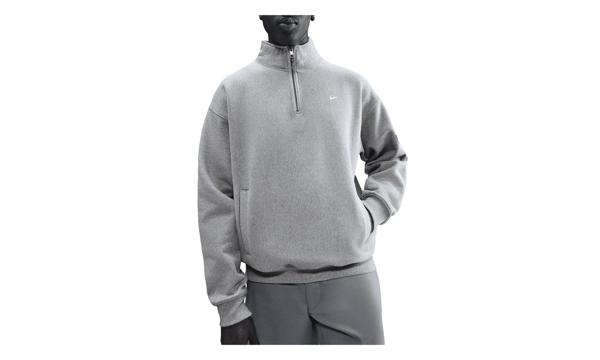 Solo Swoosh Fleece Quarter Zip Top "Dark Grey Heather / Light Smoke Grey / White" HV1094 063