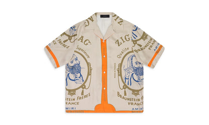Zig Zag Rolling Paper Button-Down Shirt "Beige" SS22MSS012_ALABASTER