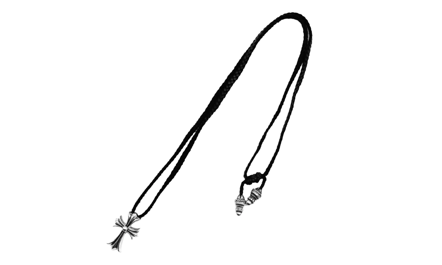 Cross Leather Braids Necklace "Silver" CHRM0909