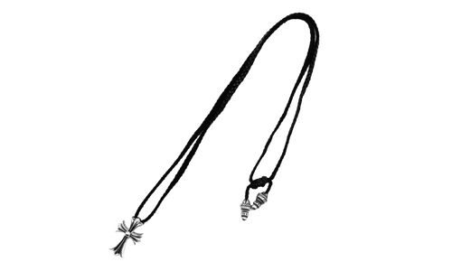 Cross Leather Braids Necklace "Silver" CHRM0909